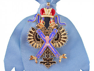 BADGE OF ORDER OF ST. ANDREW THE APOSTLE THE FIRST-CALLED WITHOUT SWORDS, IMPERIAL RUSSIA WWI