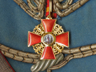 Cross / Order Of Saint Anna on Neck 2 Class red enamel without swords, Russian Imperial WWI