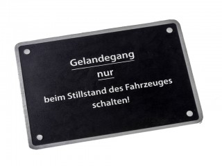 Алюминиевая табличка Gelandegang nur beim stillstand des Fahrzeuges schalten! для Sd.Kfz.251. Германия, копия. 