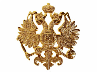 State Seal Eagle Officers badge cockade on hat gold, Russian Imperial WWI