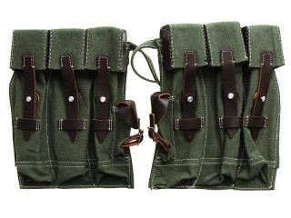 Pair MP43/MKb42H Magazine Pouches, Canvas, Wehrmacht/Waffen SS, Germany, Replica