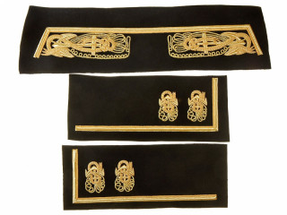 Imperial Guards Naval equipage embroidered collar and cuffs, Black wool, Gold, Russia, Replica