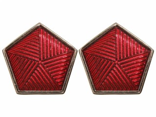 GUPO NKVD Fire Guards collar rank insignia badges, red enamel, USSR WW2