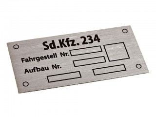 Табличка Sd.Kfz 234, центральная алюминиевая табличка броневика, Германия, Копия