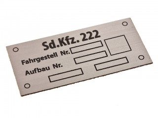 Табличка Sd.Kfz 222, центральная алюминиевая табличка броневика, Германия, Копия