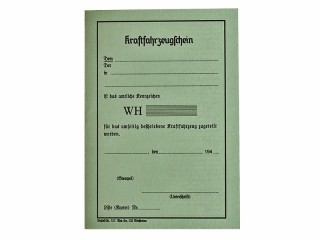 Свидетельство о регистрации транспортного средства для Вермахта (Kraftfahrzeugfchein), Германия, Копия