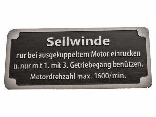 Табличка SEILWINDE, для тягачей Sd.Kfz. 7, Sdkfz 8, Sd.Kfz 9  Германия, Копия