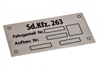 Табличка Sd.Kfz 263, центральная алюминиевая табличка броневика, Германия, Копия
