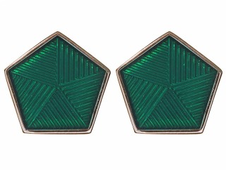 Forest Guard Collar Tabs Rank Insignia badges, green enamel white metal, USSR WW2