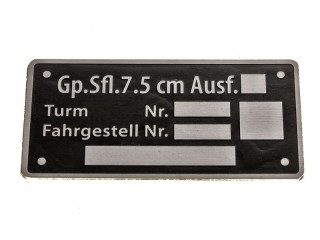 Табличка основная самоходного орудия Штуг-3 поздних выпусков Gp.Sfl. 7,5 cm ausf. Германия, копия