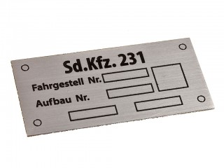 Табличка Sd.Kfz 231, центральная алюминиевая табличка броневика, Германия, Копия