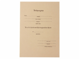 Наградной лист на квалификационный знак водителя Вермахта,  Германия, копия