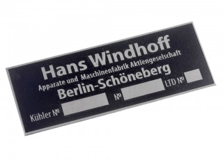 Табличка HANS WINDOFF на радиатор для танков Т-3, Т-4. Германия, копия.