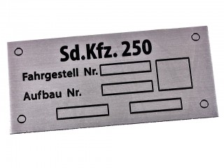 Sd.Kfz.250 Aluminum Plate, Germany, Replica