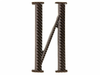 Russian alphabet capital letter "И" cypher 32 mm on shoulder boards black Imperial Russia WWI