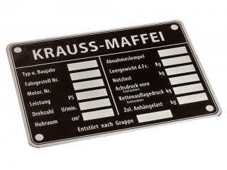 Табличка Krauss-Maffei для восьмитонного тягача Sd.Kfz.7 и других автомобилей Вермахта, Германия, Копия