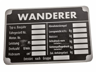 Табличка WANDERER для автомобилей Вермахта, Германия, Копия