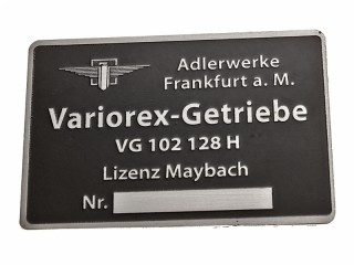 Табличка VARIOREX-GETRIEBE, VG 102 128 H, Maybach, броневиков sd.kfz. 250, sd.kfz 252. sd.kfz 253, sd.kfz 10 тягачей Германия, Копия