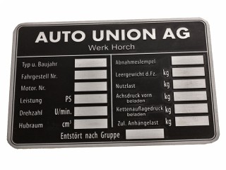 Табличка AUTO UNION AG для тягача Sd.Kfz. 11 и броневика Sd.Kfz 251 Германия, Копия