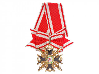 Cross of Order of St. Stanislaus 3d Class wih swords black enamel, Russian Imperial WWI