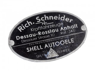 Табличка Rich. Schneider Kraftfahrzeuge SHELL AUTOOELE. Германия, копия.