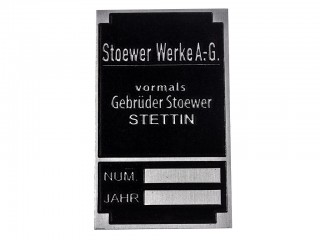 Табличка STOEWER-WERKE A.-G. STETTIN на кузов для машин Вермахт. Германия, Копия