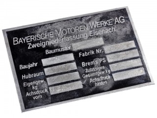 Табличка на военные машины BMW Германия, копия (состаренный вид)