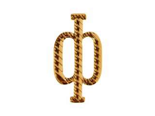 Russian Alphabet small letter cypher "ф" on shoulder boards, lower case 22 mm, gold plated, Imperial Russia WWI