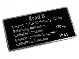 Табличка Krad B на мотоциклы BMW. Германия, копия.