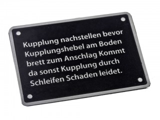 Табличка Kupplung nachstellen bevor Kupplungshebel для регулировки сцепления на 8ми-тонные тягачи. Германия, копия.