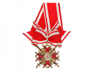 Cross of Order of St. Stanislaus 3d Class wih swords red enamel, Russian Imperial WWI