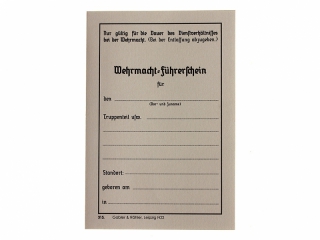 Водительские права для Вермахта, Германия, Копия