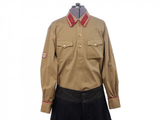Summer field Gymnastyorka shirt and galife pants NKVD military uniform m1938 with rank insignia of Senior Lieutenant of State Security, USSR WW2, copy