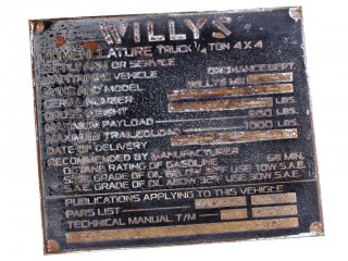 Табличка для обозначения ограничения скорости на армейские автомобили WILLYS. США, копия. Состаренный вид.