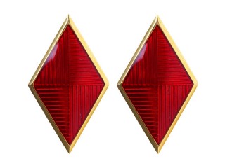 RKKA / NKVD Collar Rank Insignia diamond rhombic badges, red enamel, USSR WW2