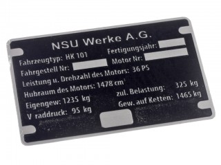 Табличка на автомобили специального назначения Sd.Kfz, а так же для полугусеничного мотоцикла высокой проходимости Kettenkrad. Германия, Копия.