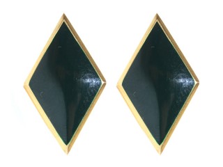 Collar Rank Insignia diamond rhombic badge, green enamel, USSR WW2