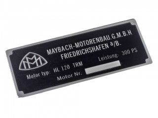 Табличка для мотора HL 120 Maybach - Motorenbau. G. M. B. H FRIEDRICHSHAFEN a/B. Германия, копия.