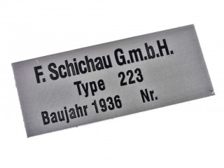 Табличка F. Schichau G.m.b.H. Type 223 на броневики Sd.kfz 223. Германия, Копия. 