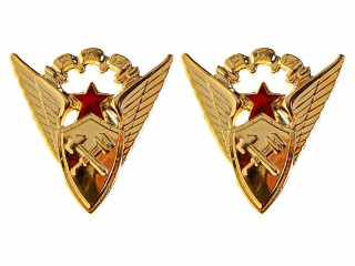 GAI RKM Militsiya Collar Insignia emblem Pair Emblem pins brass gold plated, USSR, Replica
