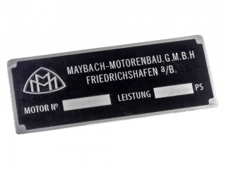 Табличка для отображения мощности мотора Maybach - Motorenbau. G. M. B. H FRIEDRICHSHAFEN a/B.  На все автомобили Maybach. Германия, копия.