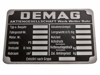 Табличка DEMAG для броневика  Sd.Kfz.250,Sd.Kfz. 252, Sdkfz 253 или тягача Sd.Kfz.10 Германия, Копия