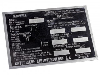 Табличка на военную технику BMW. Германия, копия. Состаренный вид.