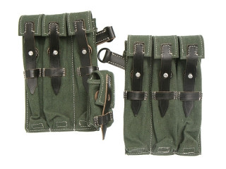 Pair MP38/40 Magazine Pouches (Green), Wehrmacht/WaffenSS (Germany), Replica