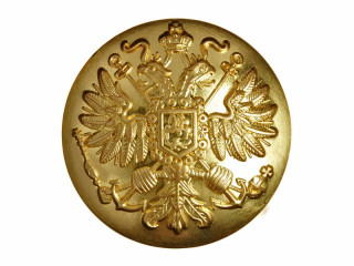 Пуговица государственный герб на якорях, желтая латунная для нижних чинов, 22 мм, Россия, копия